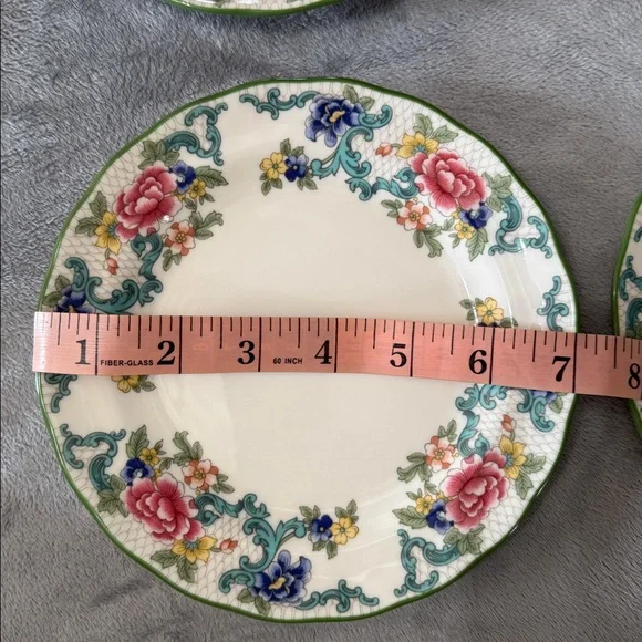 Royal Doulton Florandora Green 1981 Bread and Butter Pate T. C. 1127 Fine China - Picture 9 of 11